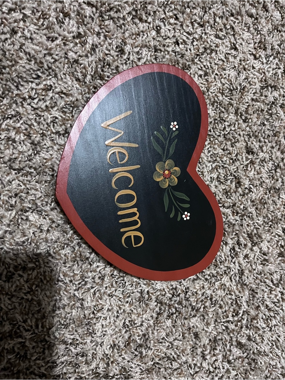 Heart-Shaped Welcome Wall Accent in Black and Red